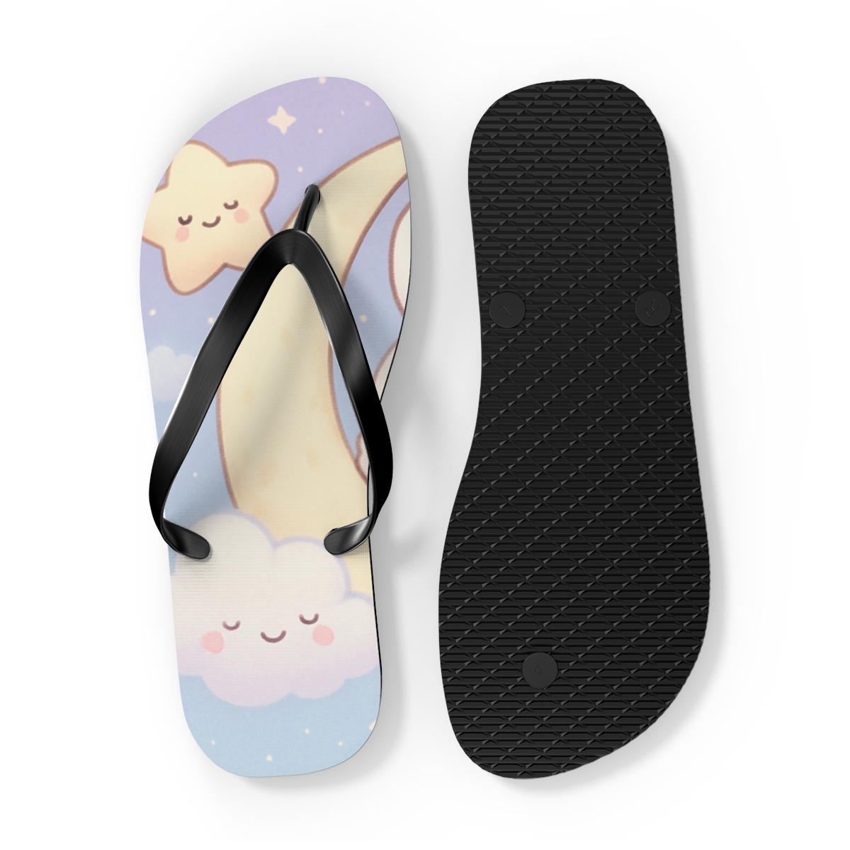 Pastel Moon Bunny Dreams designer logo flip flops