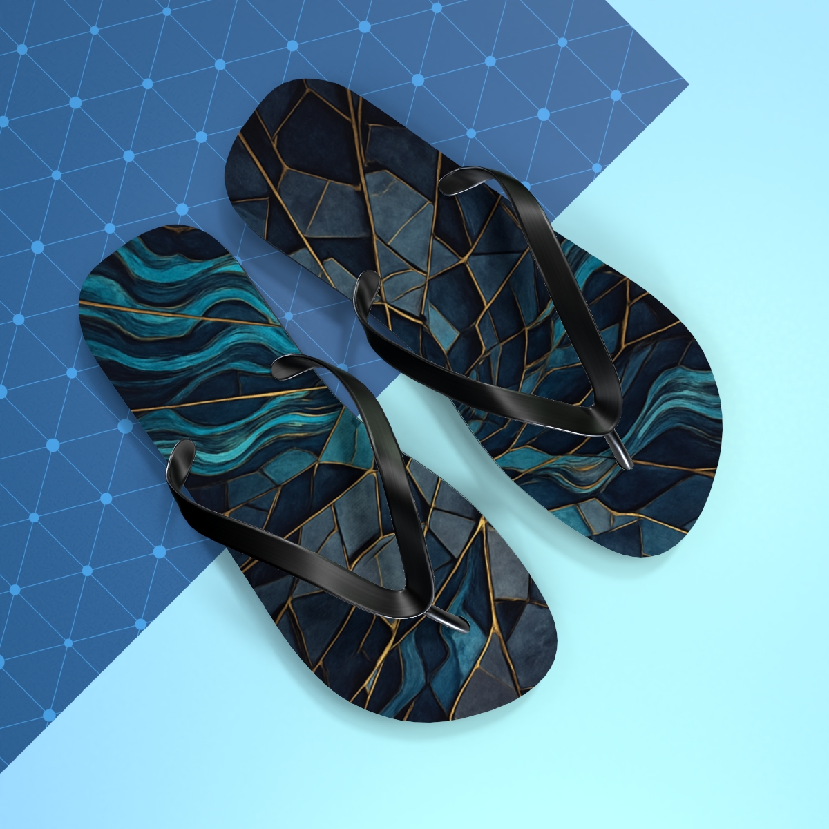 Ocean Currents Mosaic Flip Flops