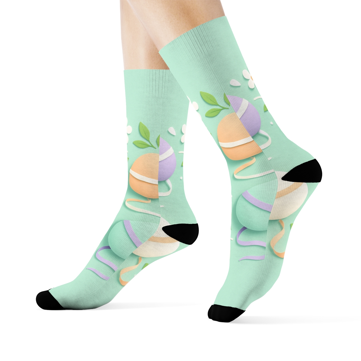 Spring Ribbon Egg Orbit trendy colorful socks