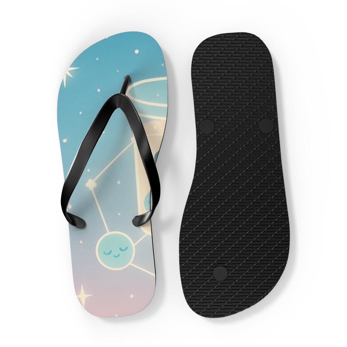 Cosmic Bubble Tea Constellation comfortable casual flip flops