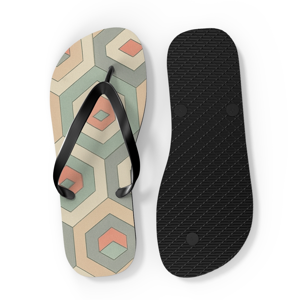 Hex Quilt Phase Shift trendy printed flip flops