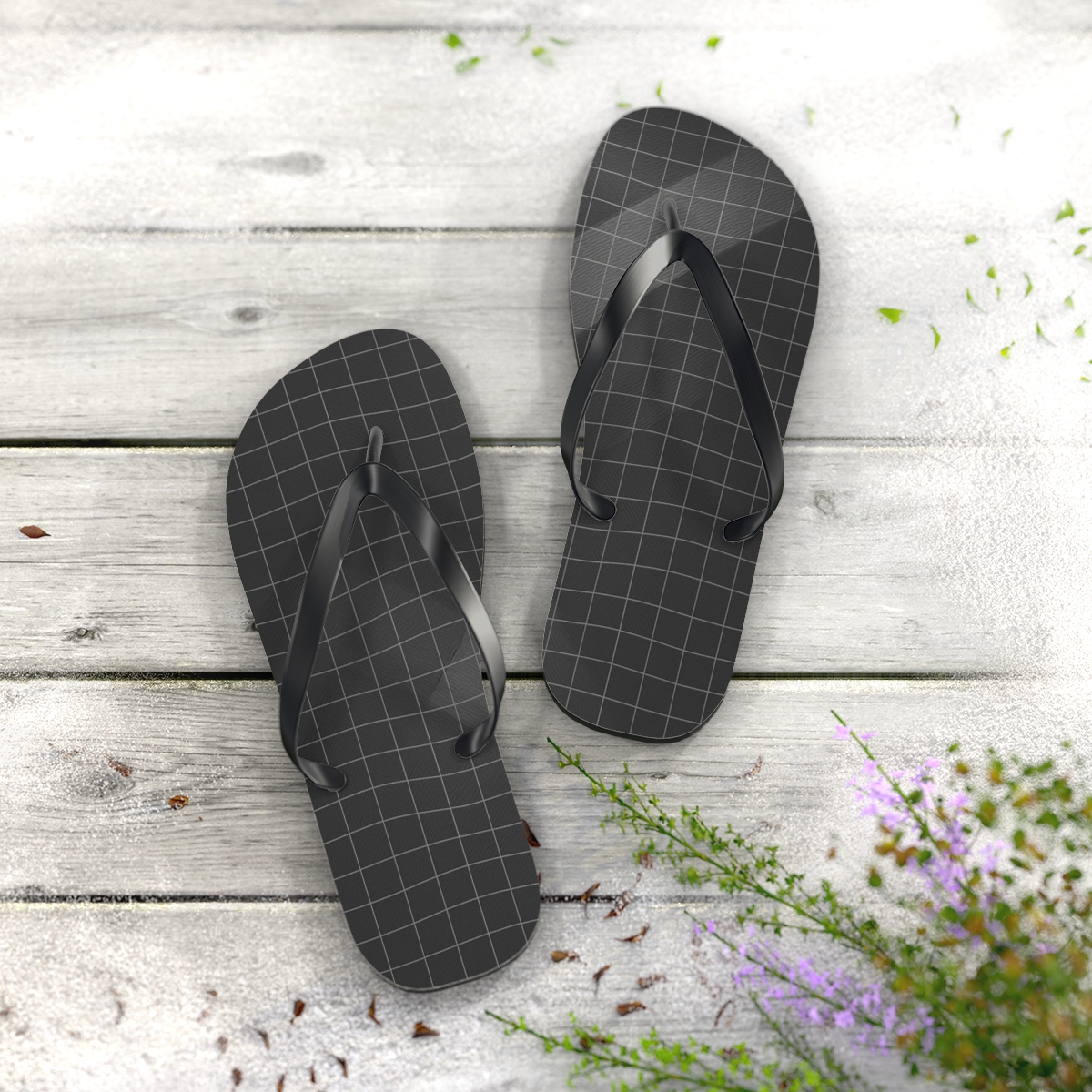 Phase Shift Grid Veil custom flip flops