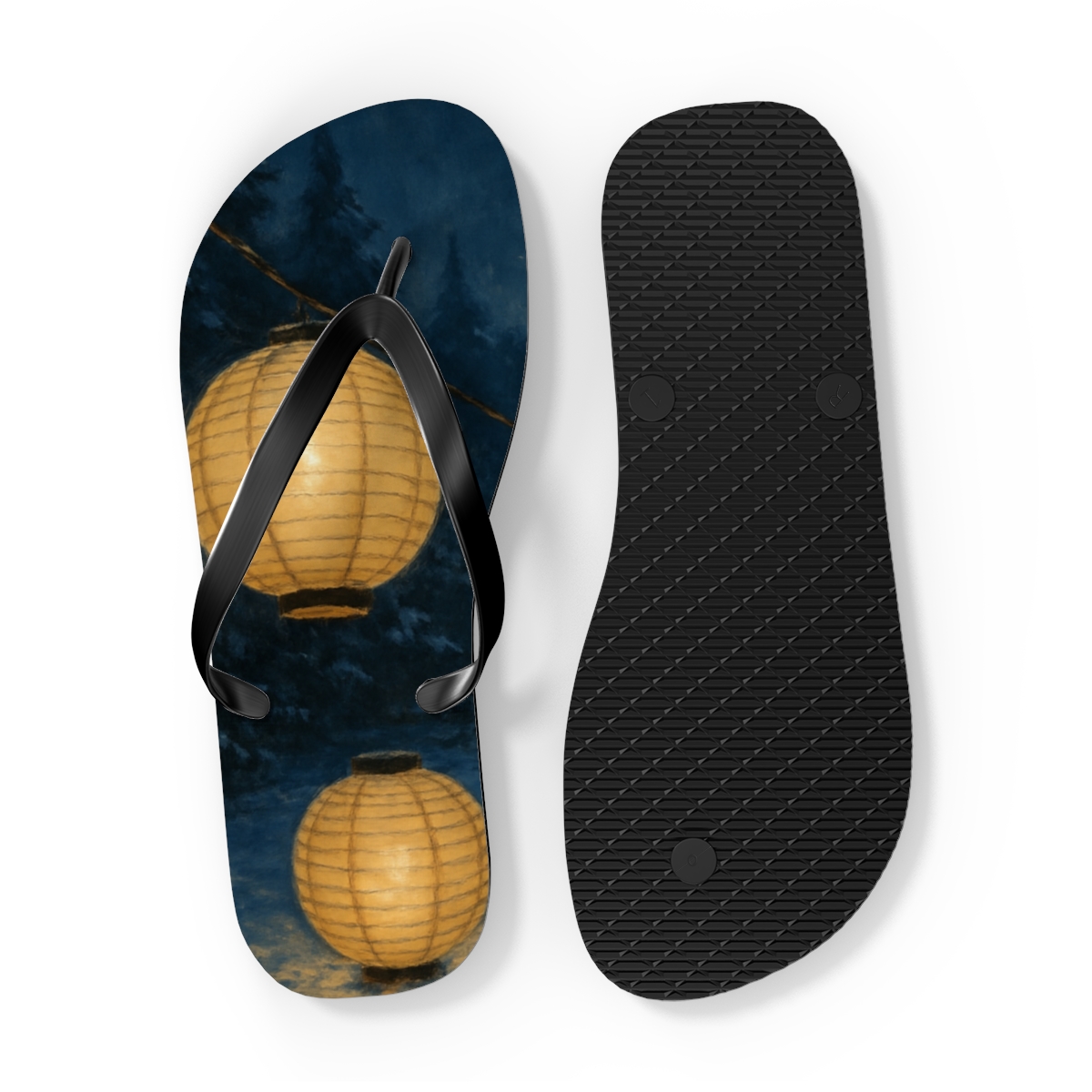 Midwinter Lantern Waltz colorful rubber flip flops