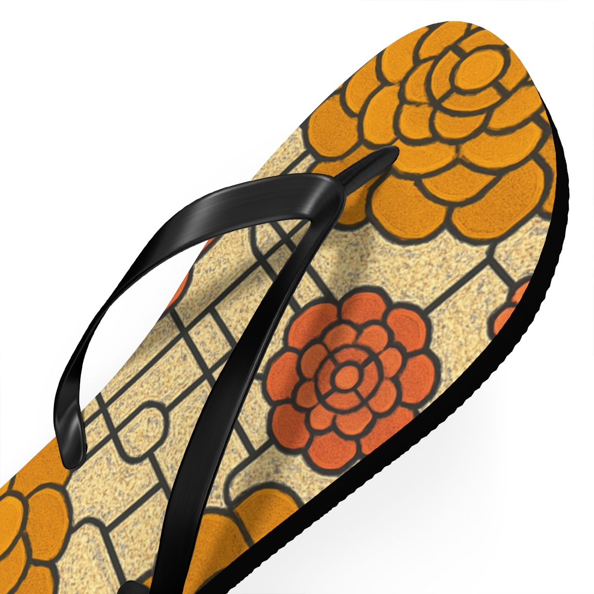 Marigold Fractal Rosette Circuit trendy printed flip flops