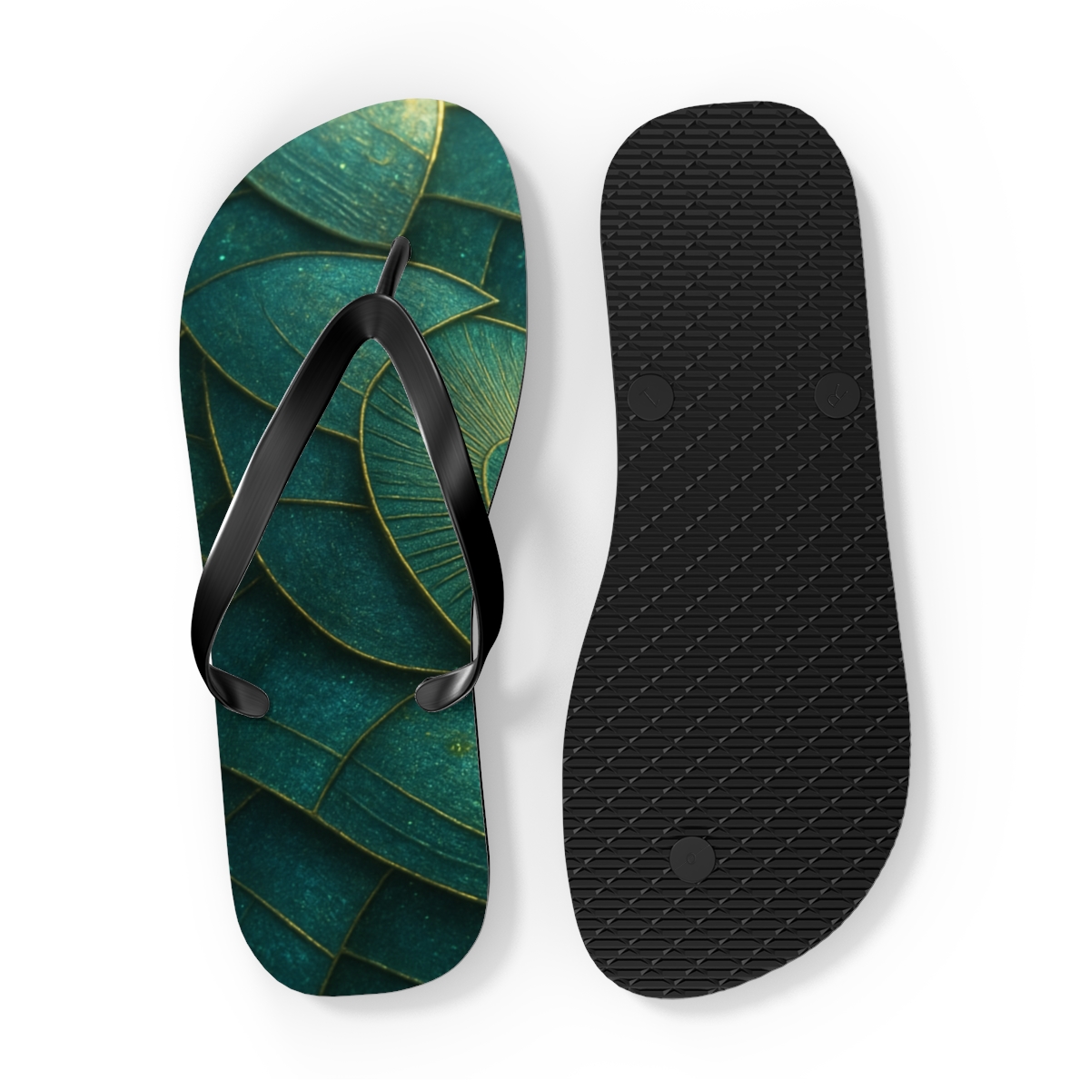 Iridescent Beetle Mosaic stylish summer flip flops