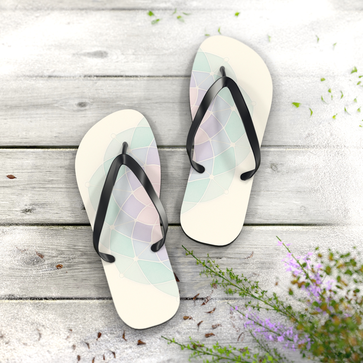 Pastel Prism Rosette Circuit soft sole flip flops