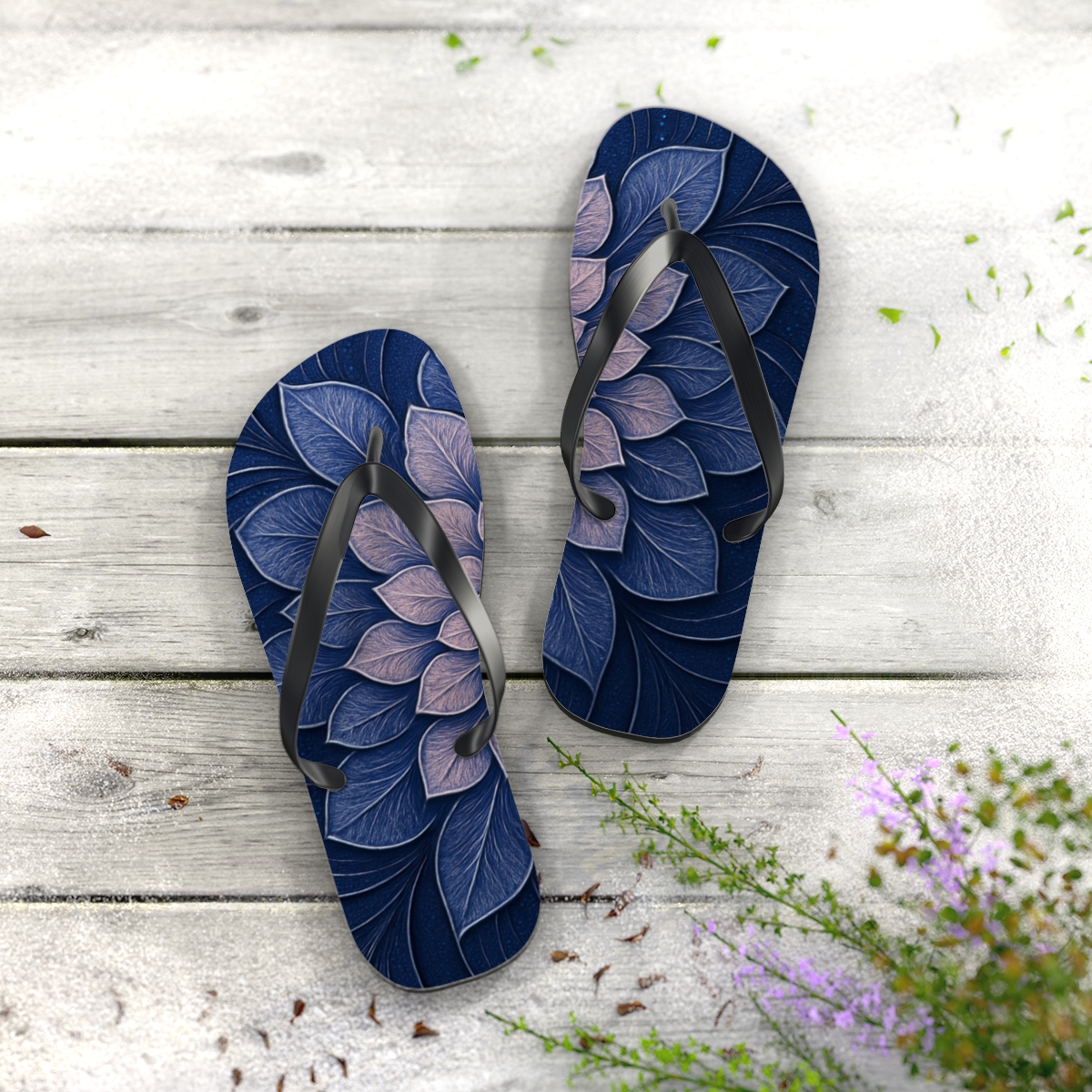 Ranunculus Pulse Rosette colorful rubber flip flops