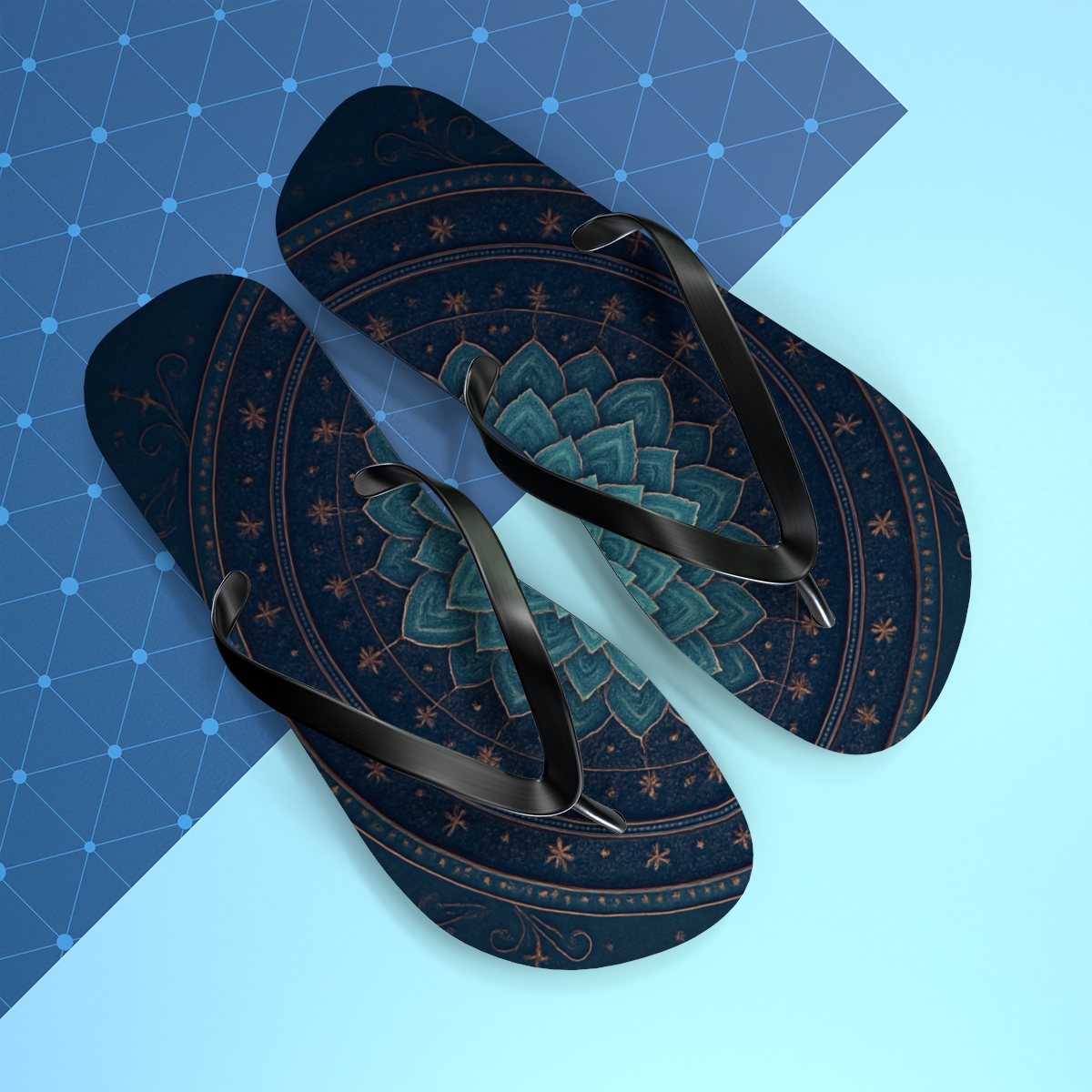 Fractal Petal Constellation unique graphic flip flops