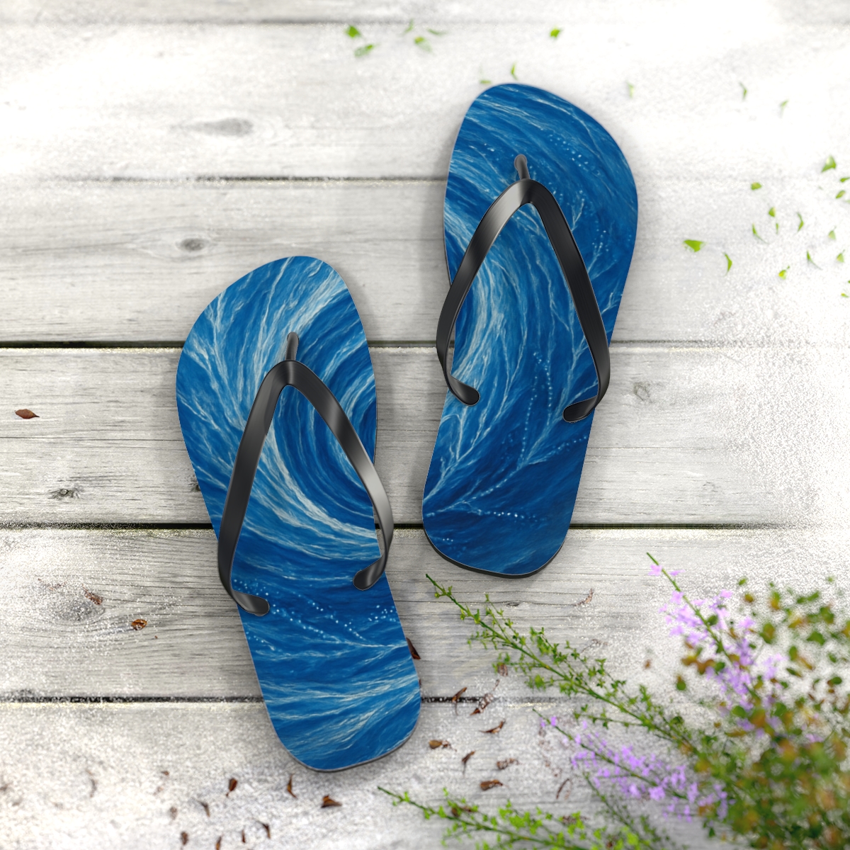 Vortex Ripple Confluence trendy printed flip flops