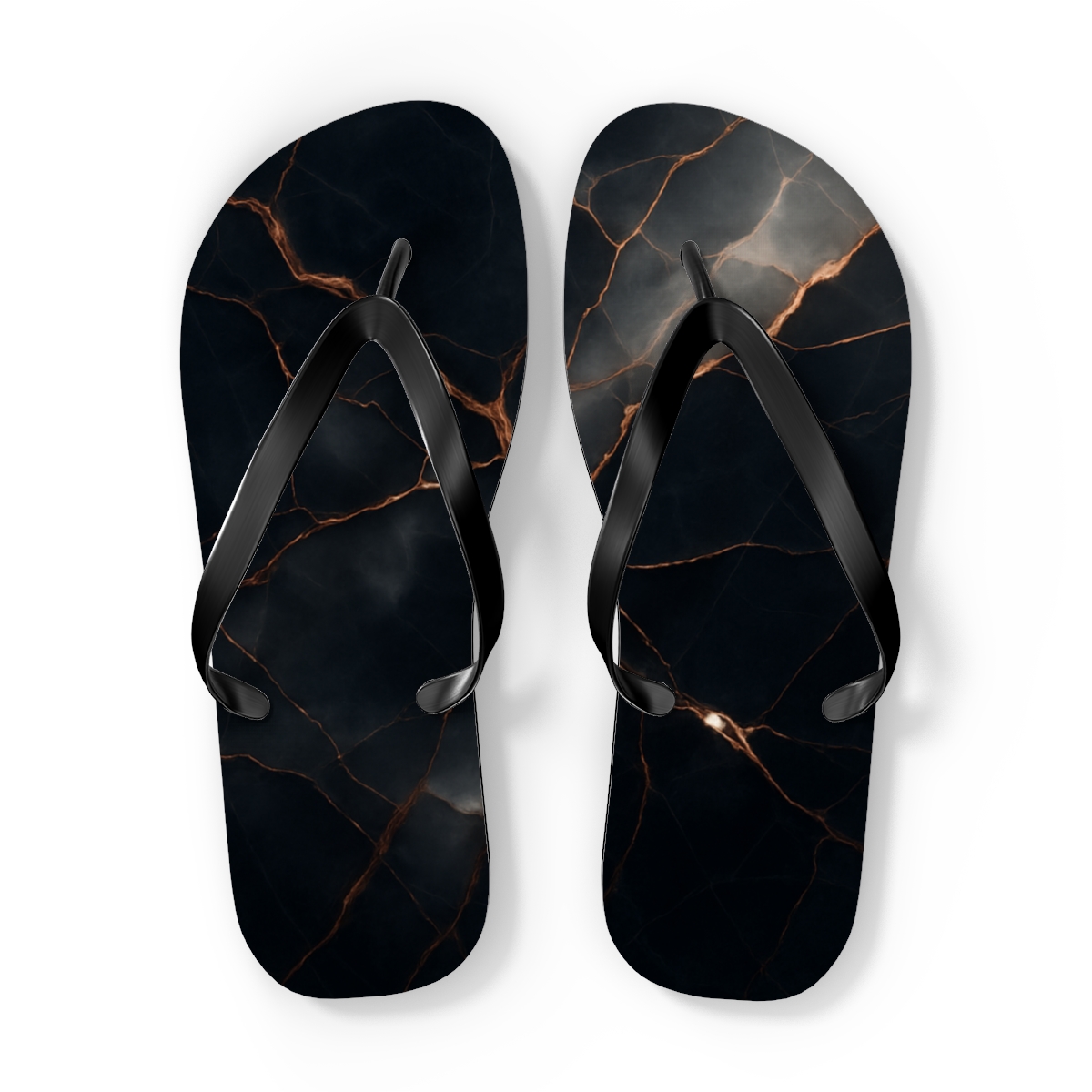 Obsidian Vein Drift trendy printed flip flops