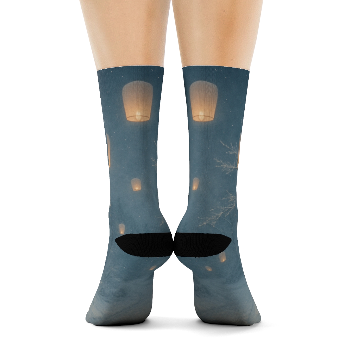 Midwinter Lantern Frostveil unique printed sockscustom socks