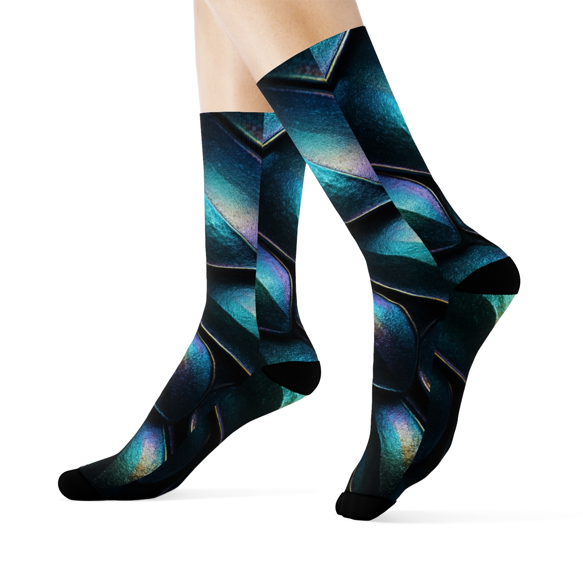 Iridescent Beetle Armor Refraction designer logo socks