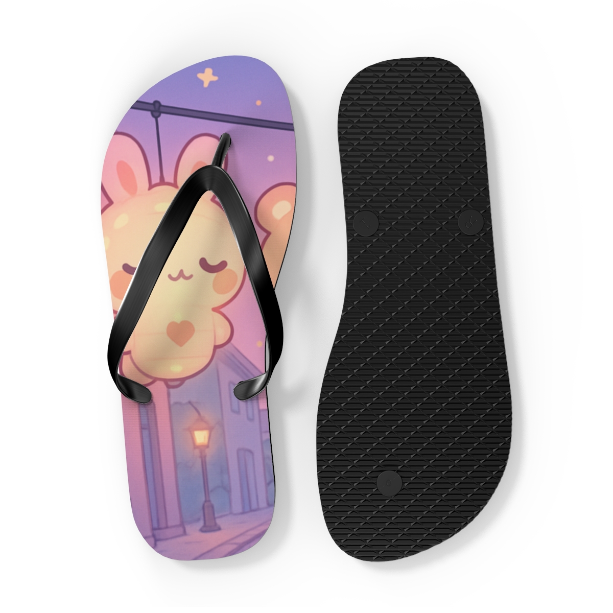 Cotton Candy Lantern Parade designer logo flip flops
