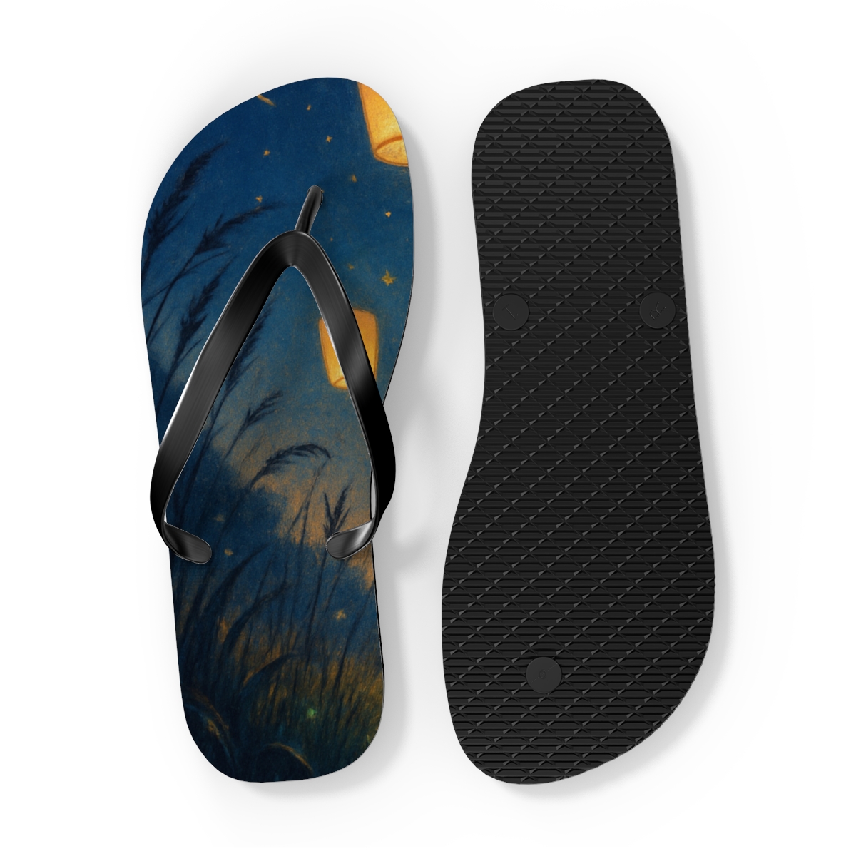 Midsummer Lantern Meadow custom flip flops