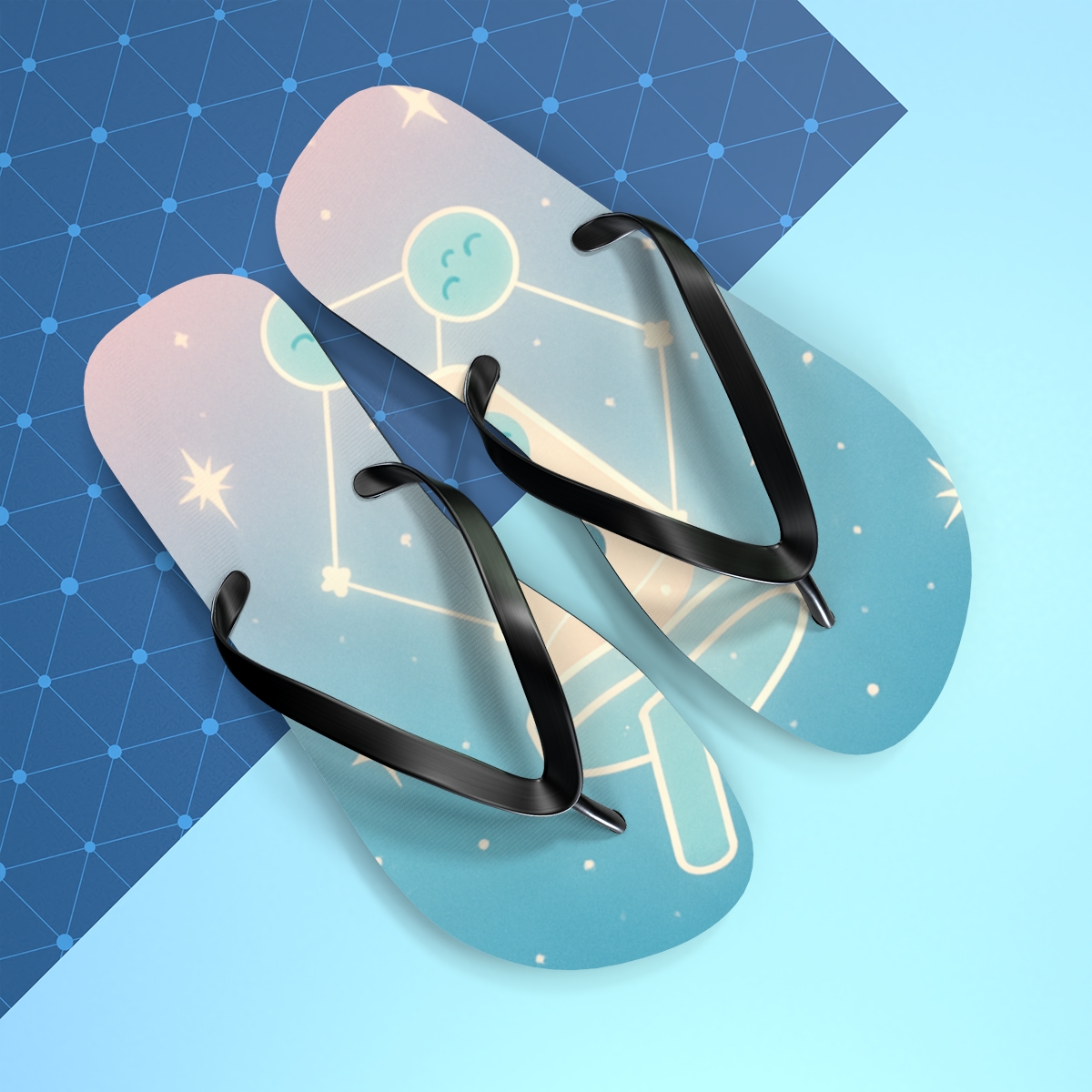 Cosmic Bubble Tea Constellation comfortable casual flip flops