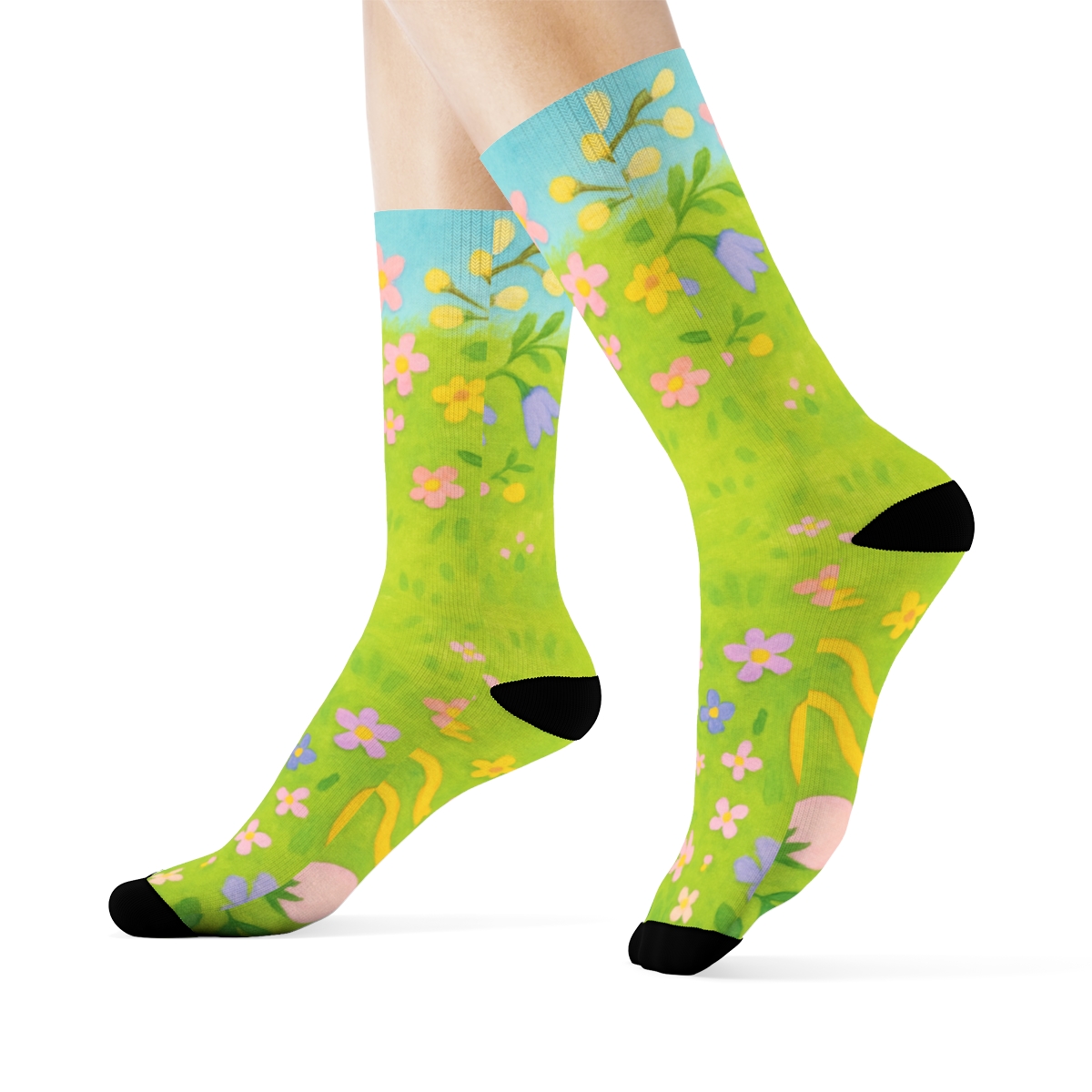 Spring Egg Hunt Meadow Whimsy warm winter socks