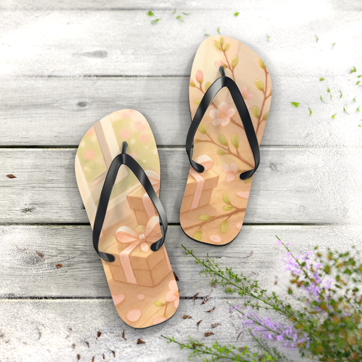 Spring Petal Gift Morning trendy printed flip flops