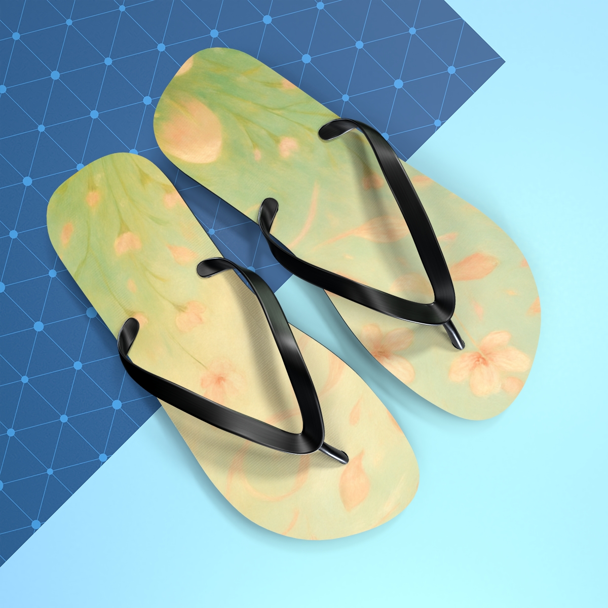 Spring Equinox Petal Drift colorful rubber flip flops