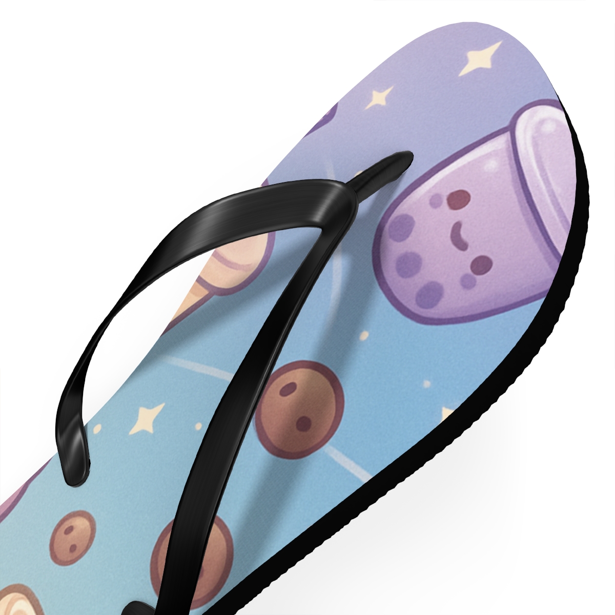 Bubble Tea Asteroid Garden designer logo flip flops