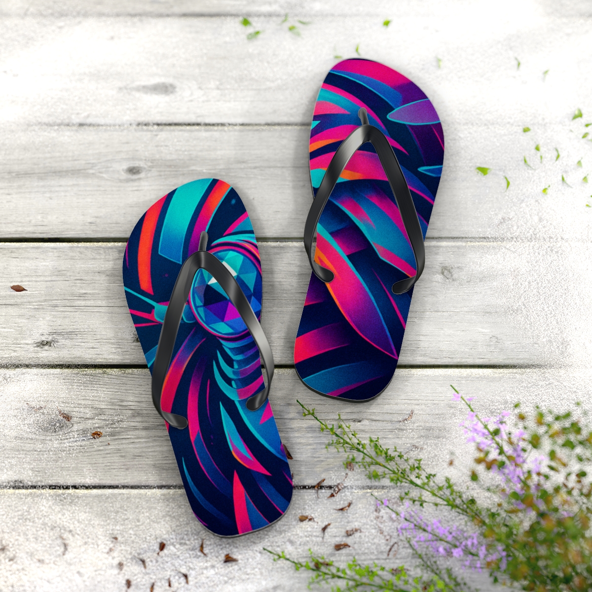 Mantis Shrimp Spectrum Burst custom flip flops
