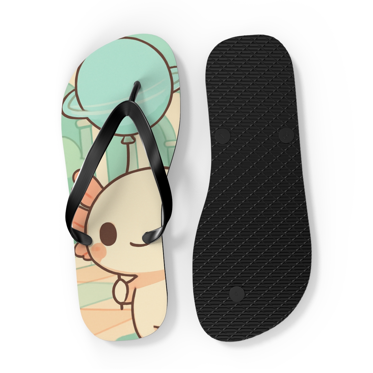 Mint Balloon Axolotl Parade comfortable casual flip flops