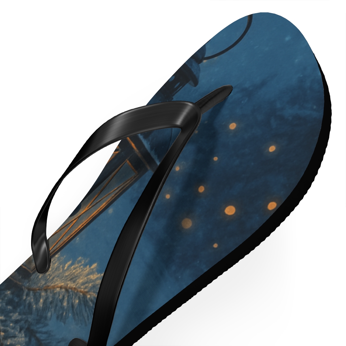 Lantern Frost Solstice designer logo flip flops