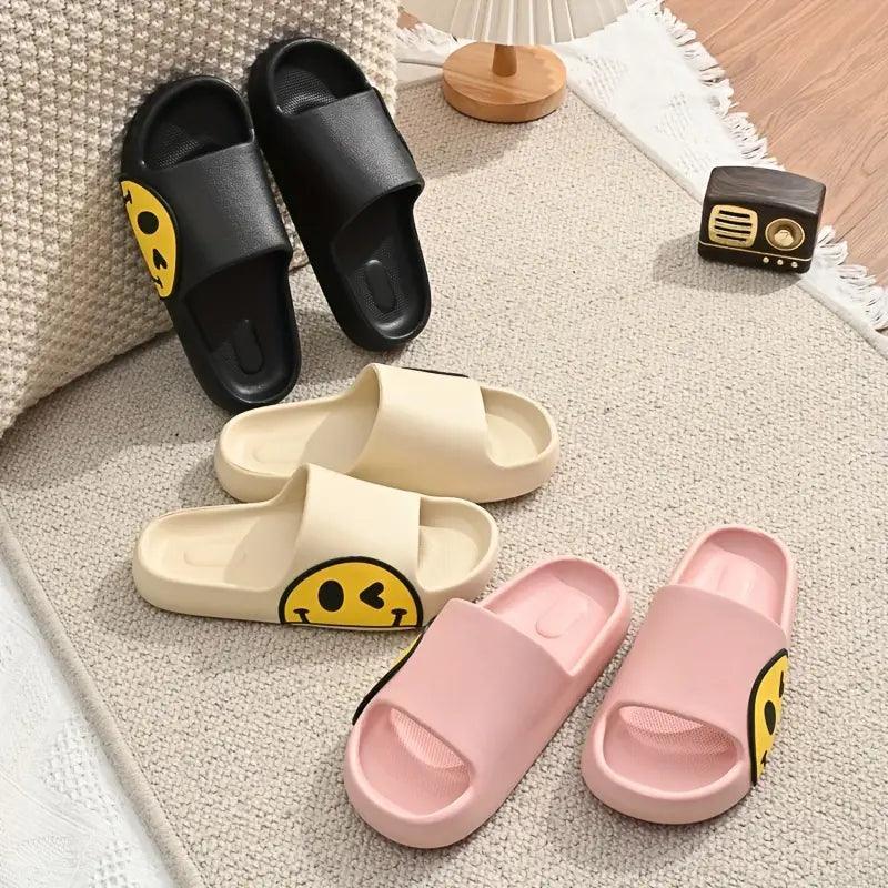 Smiley Face Cloud Slides – Fun Comfort for Every Step - Cloud Cushion Slides