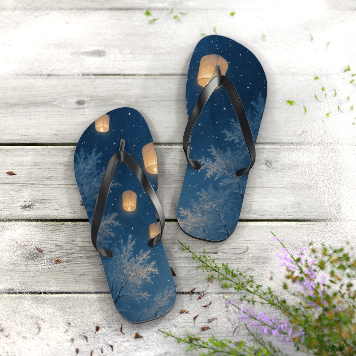 Winter Lantern Stardust soft sole flip flops
