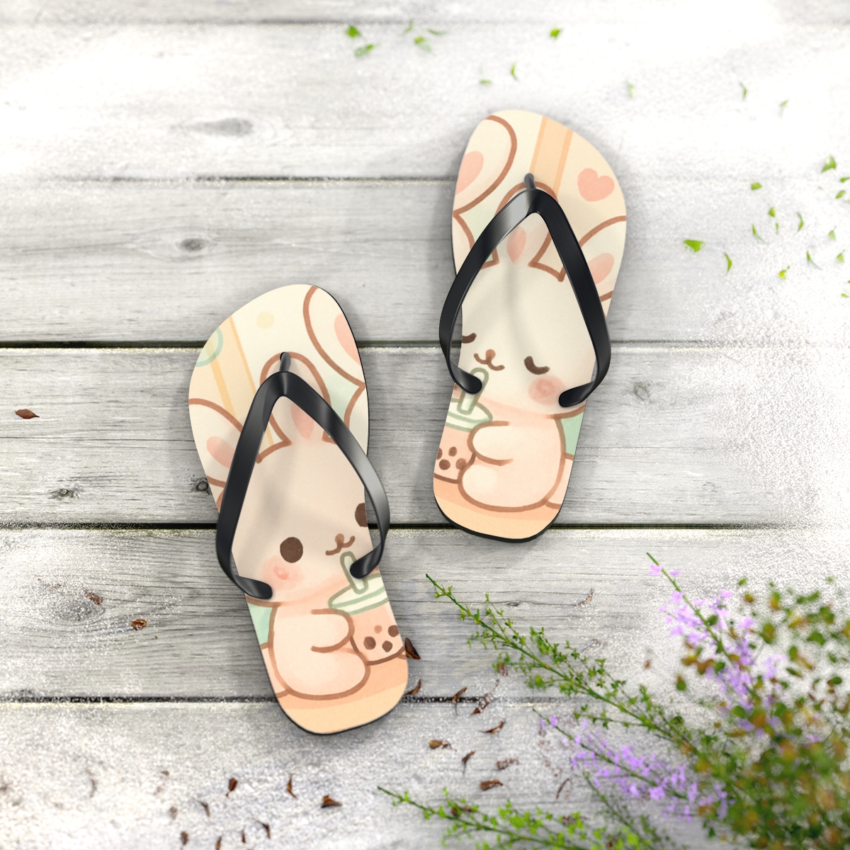 Pastel Bunny Bliss Flip Flops