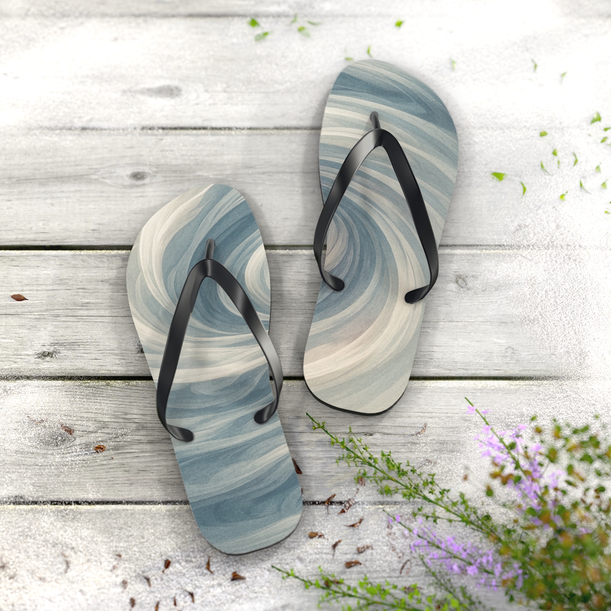 Cloud Band Vortex Weave trendy printed flip flops