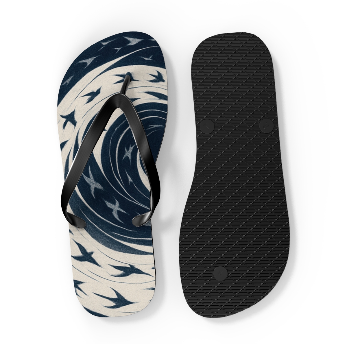 Murmuration Blueprint Of Swallows designer logo flip flops