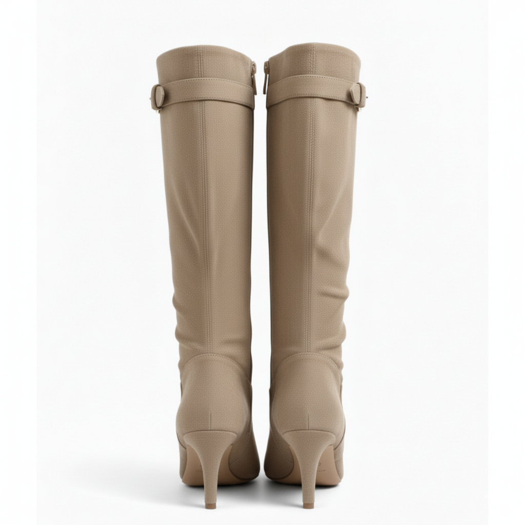 Taupe Suedine Block Boots
