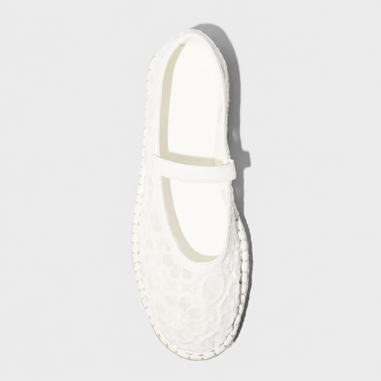 Floral Lace Mary Jane Espadrille Flats with Cushioned Insole for Women