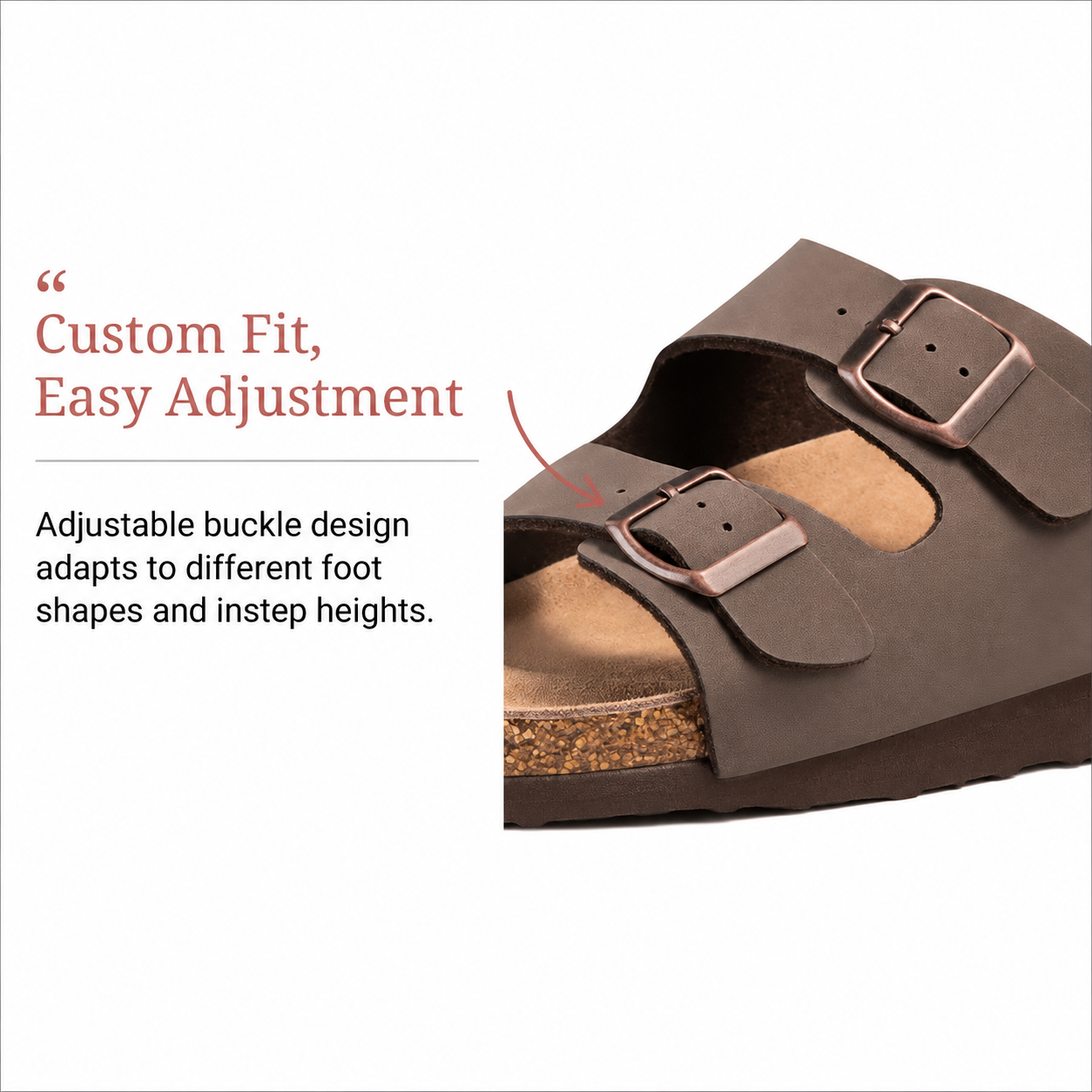 Casual Adjustable Straps Cork Footbed Flats Sandals For Women