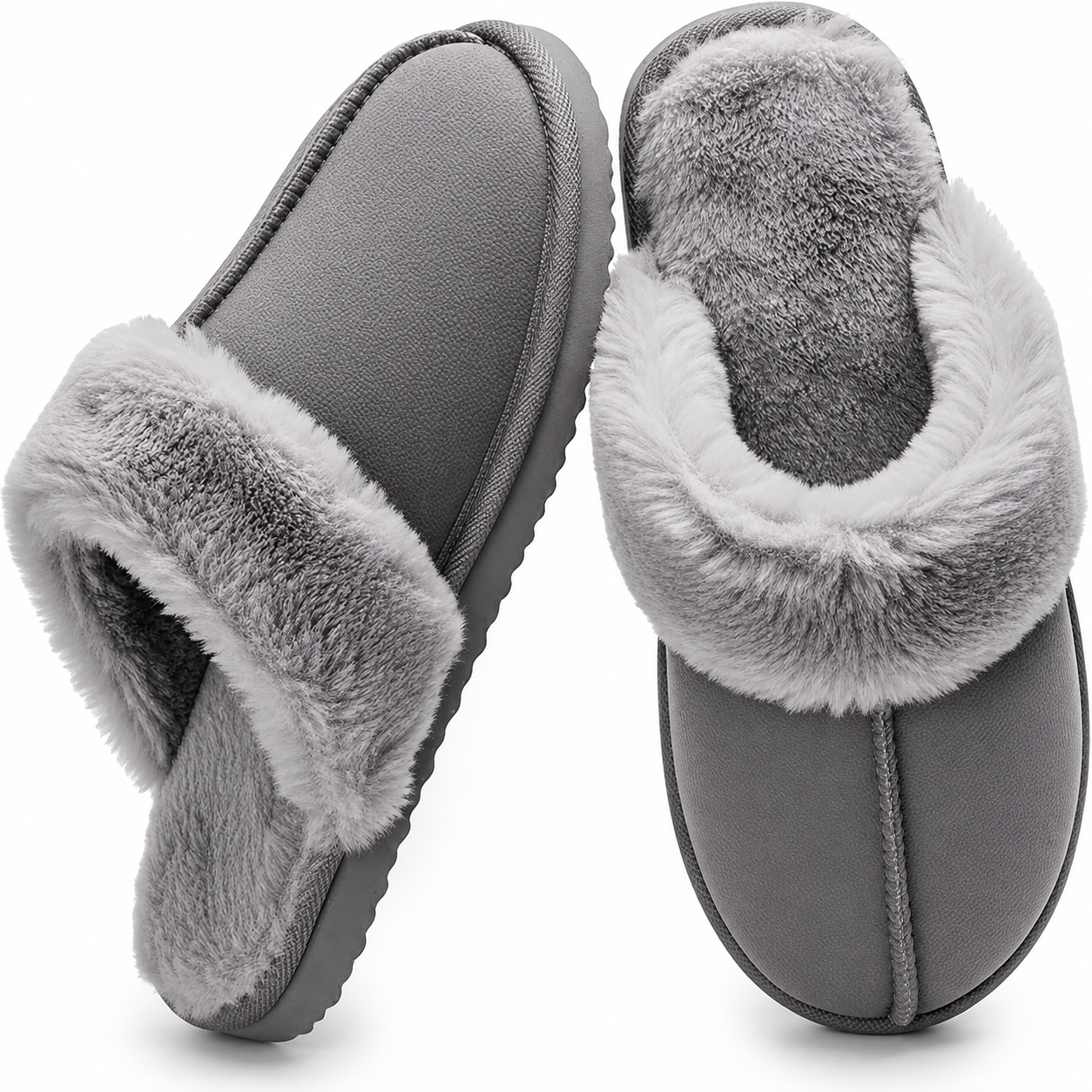 Memory Foam Indoor And Outdoor Winter Fur Slippers For Women