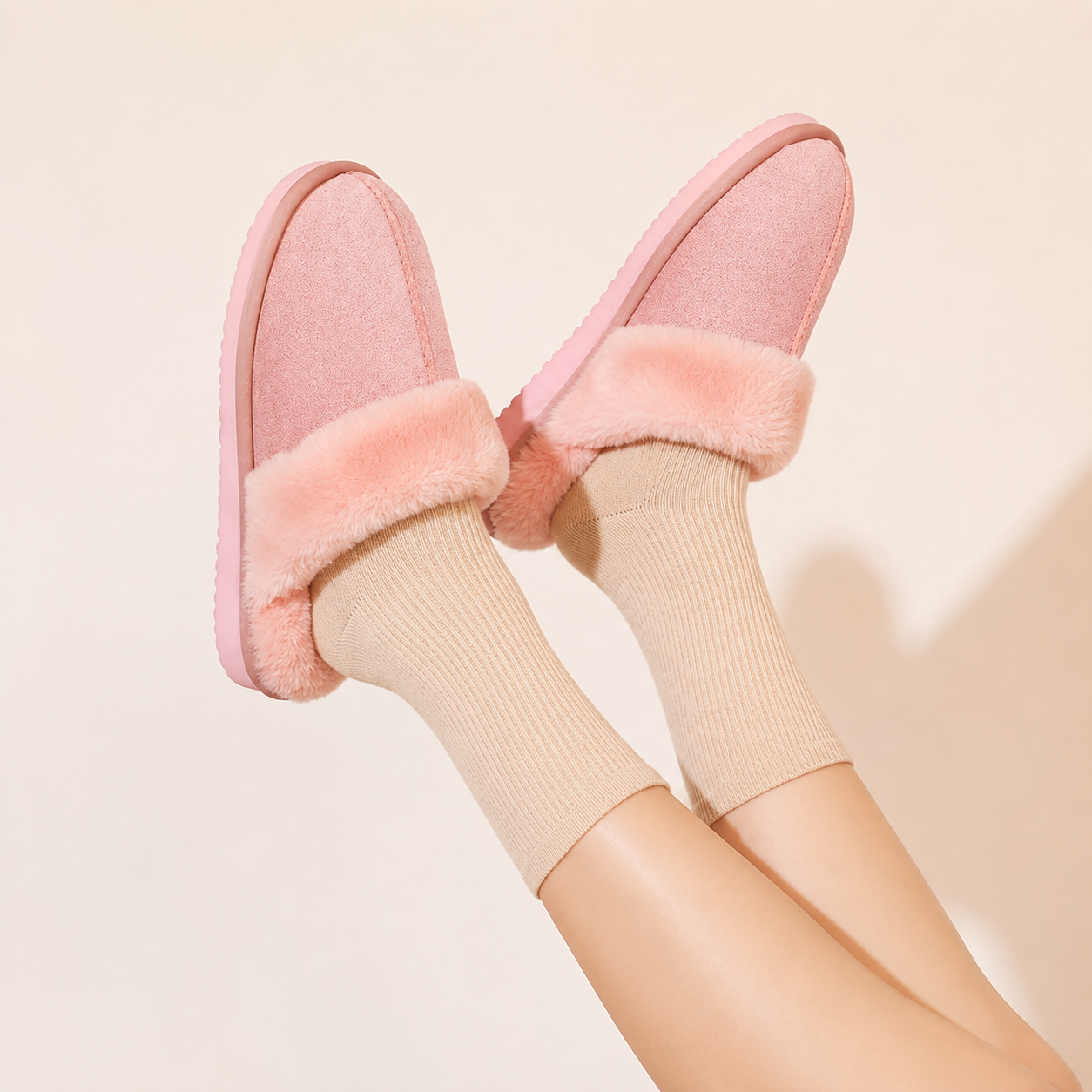 Memory Foam Indoor And Outdoor Winter Fur Slippers For Women