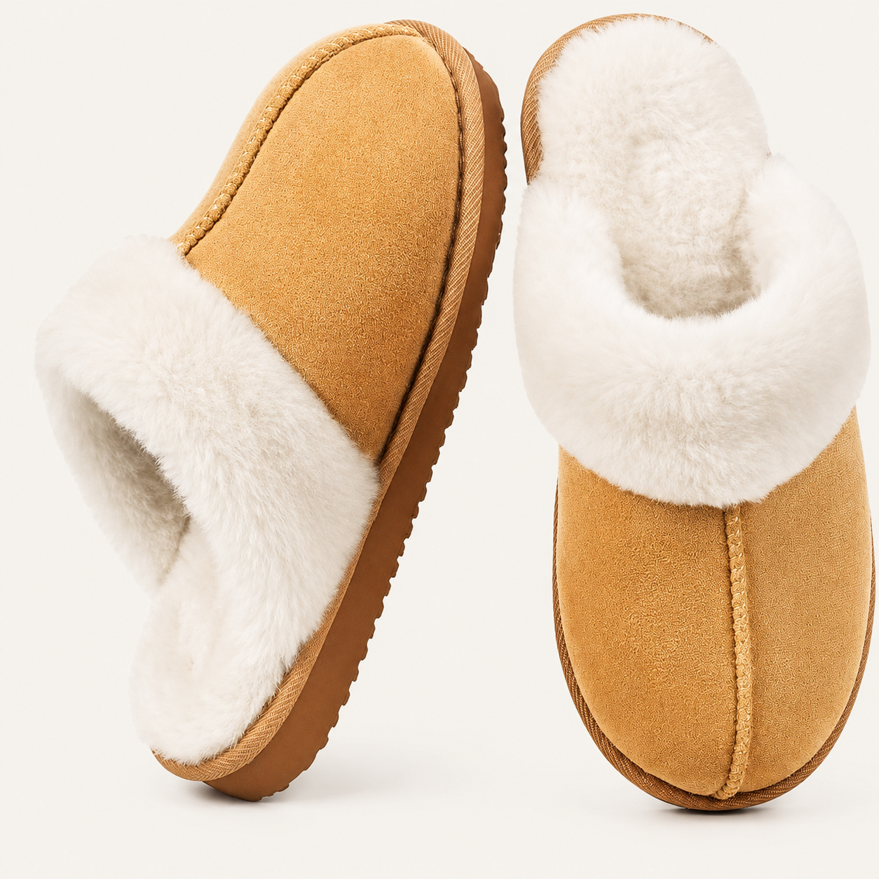 Memory Foam Indoor And Outdoor Winter Fur Slippers For Women