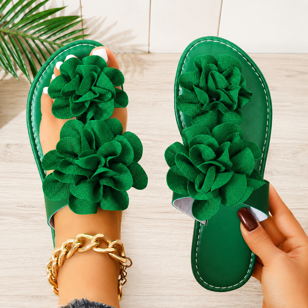 Bohemian Floral Decorated Casual Flat Sandals For Women