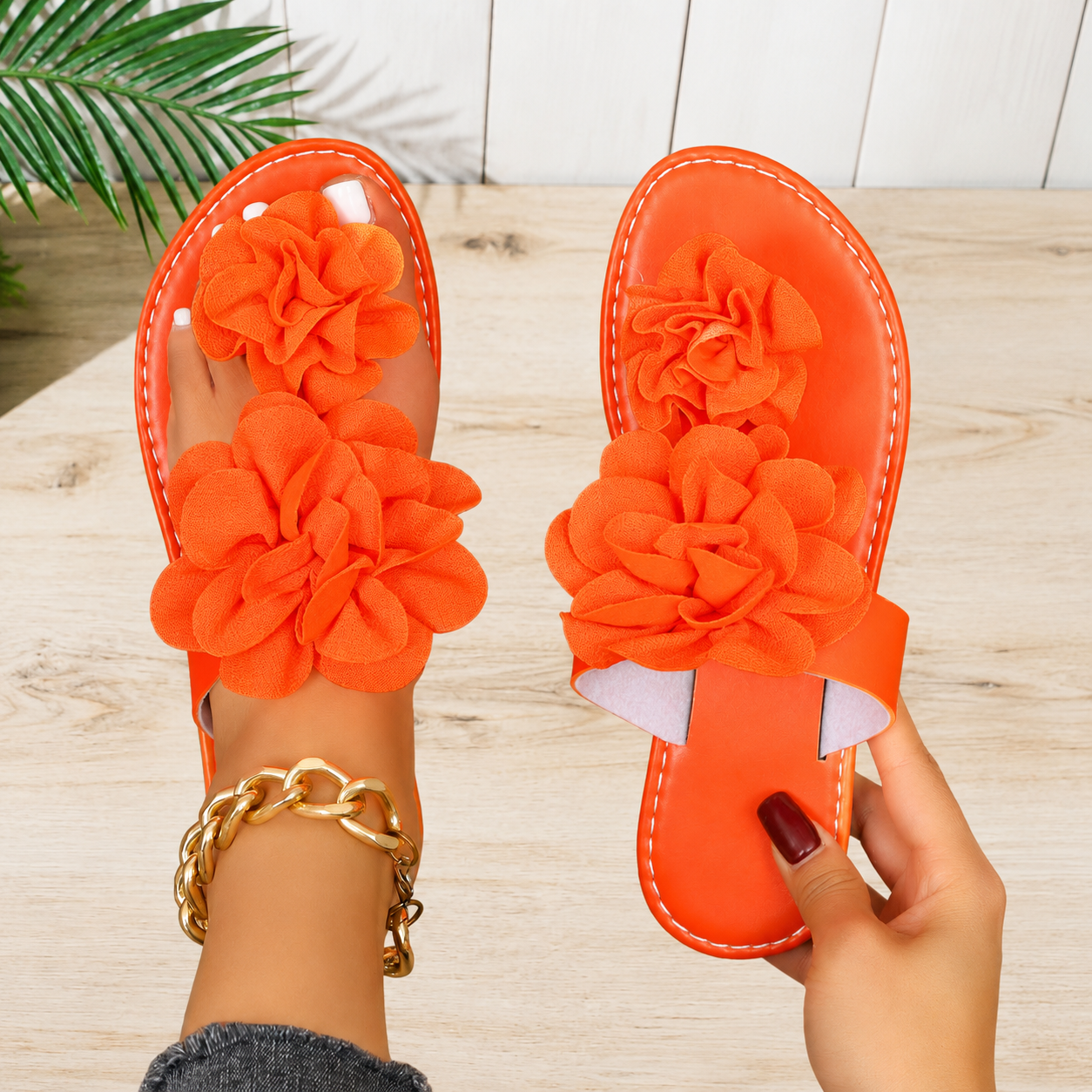 Bohemian Floral Decorated Casual Flat Sandals For Women