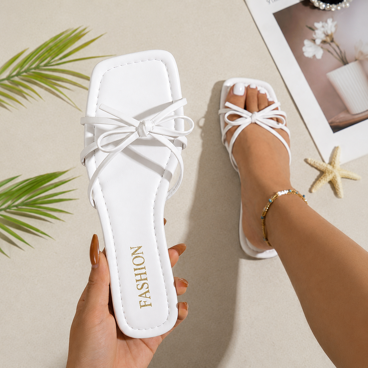 Bow Strap Casual Slip On Sandals For Summer