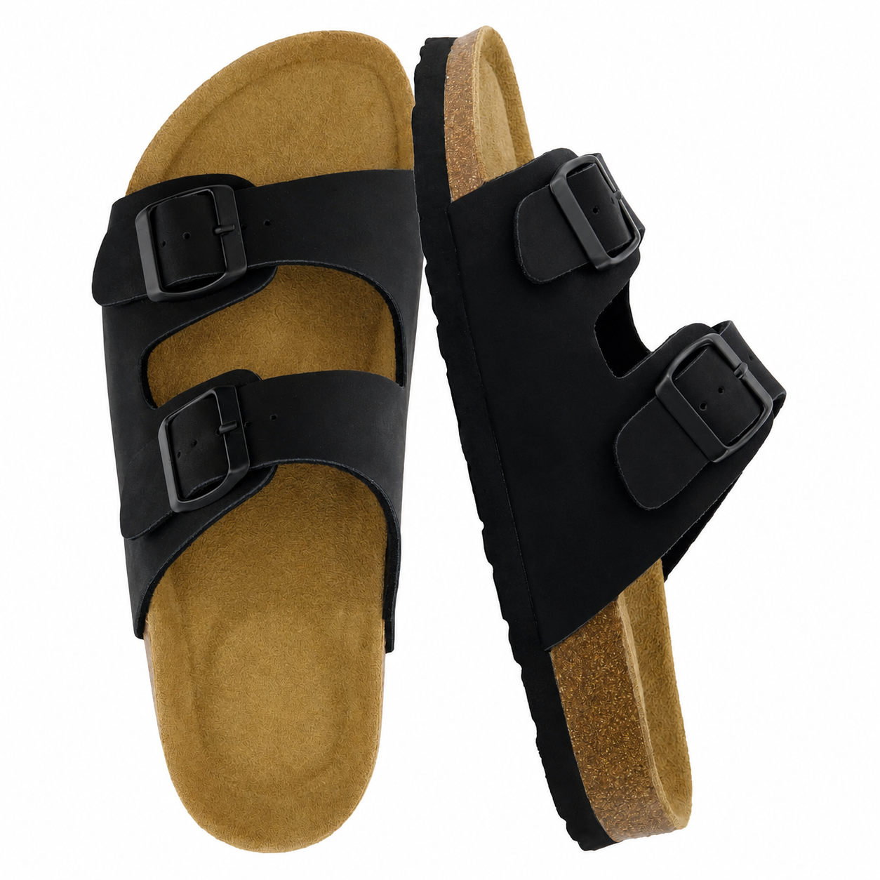Footbed Arch Support Double Buckle Slip On Sandals For Women