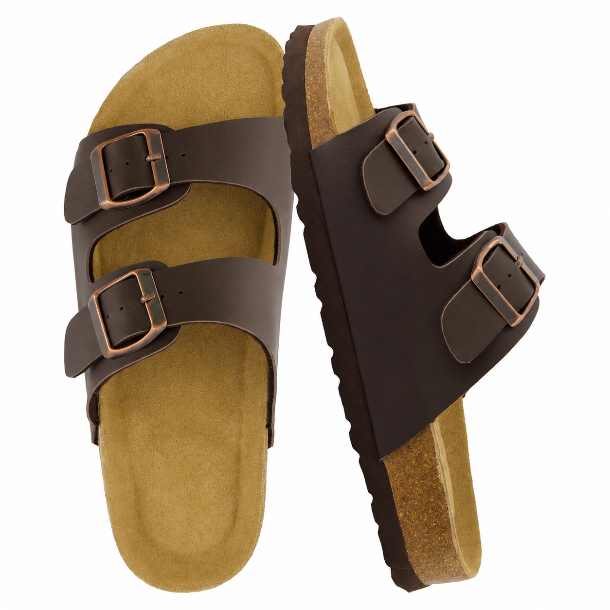 Footbed Arch Support Double Buckle Slip On Sandals For Women