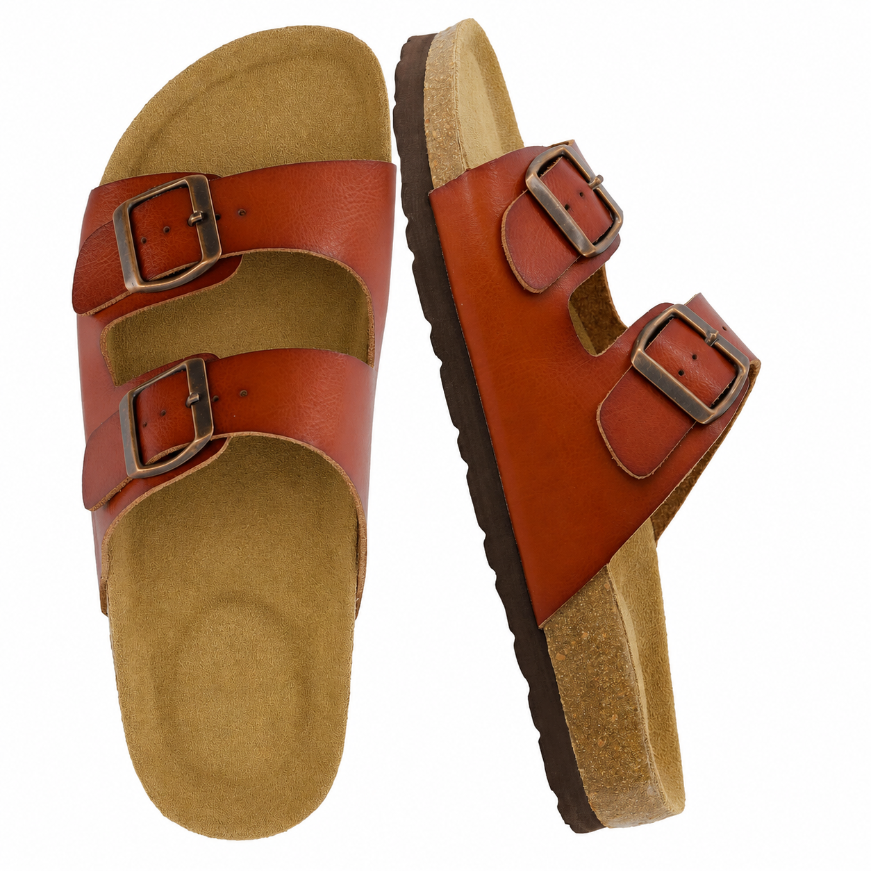 Footbed Arch Support Double Buckle Slip On Sandals For Women