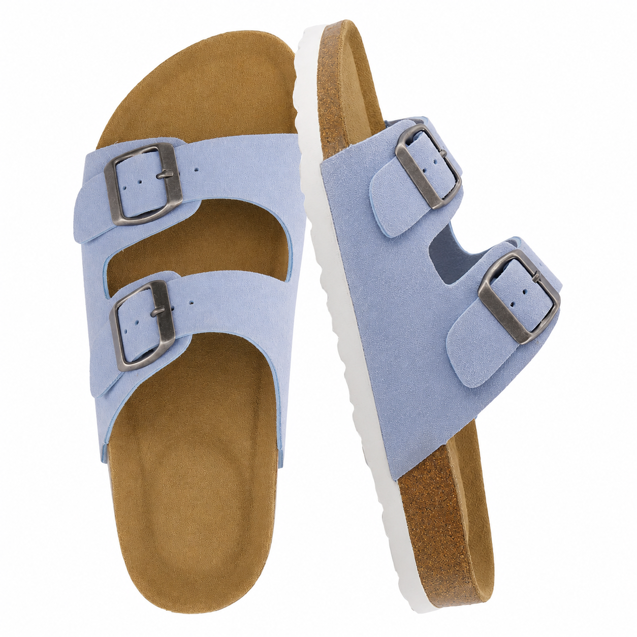 Footbed Arch Support Double Buckle Slip On Sandals For Women
