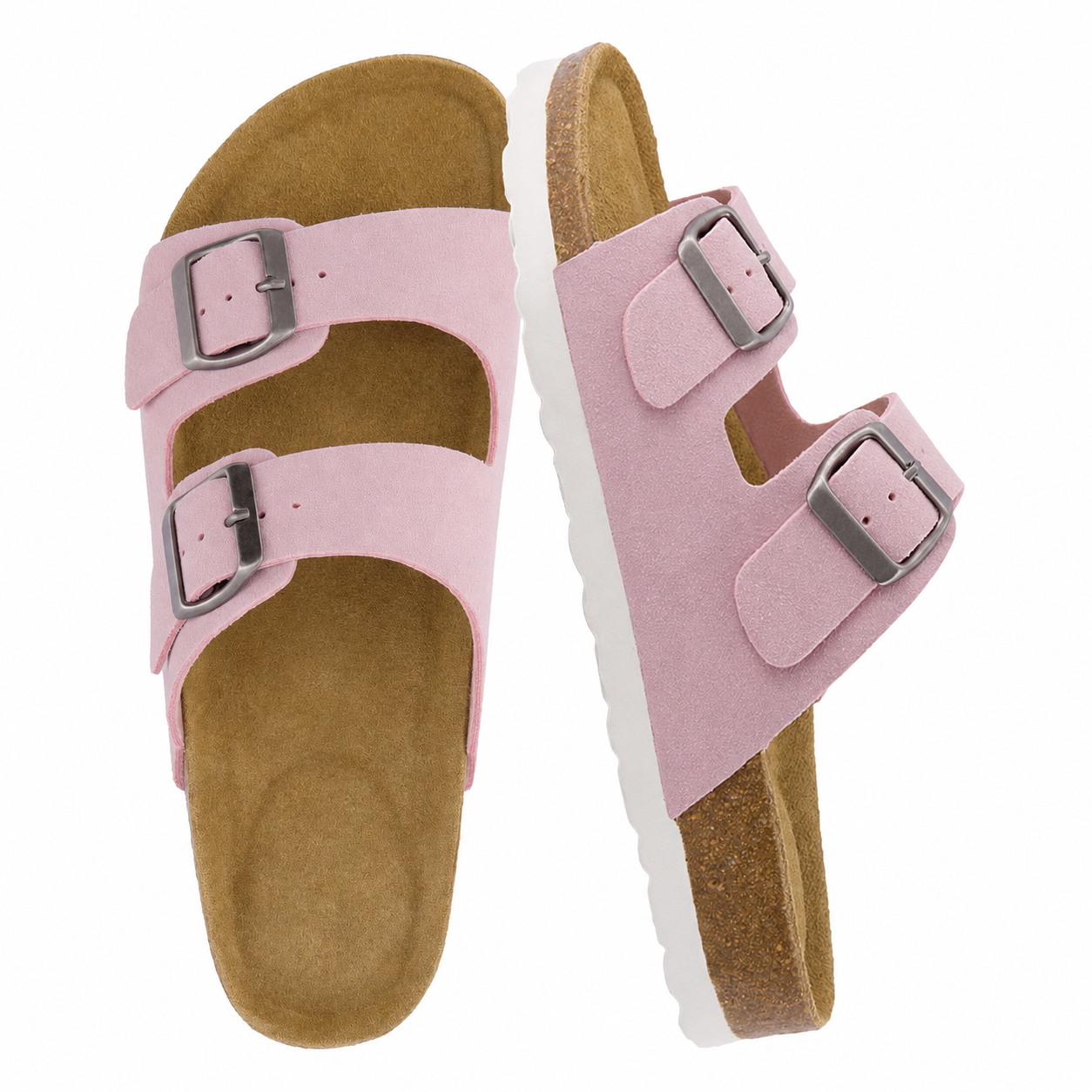 Footbed Arch Support Double Buckle Slip On Sandals For Women