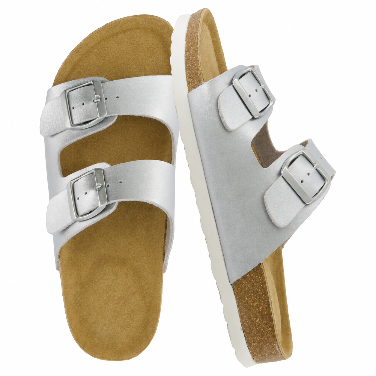Footbed Arch Support Double Buckle Slip On Sandals For Women