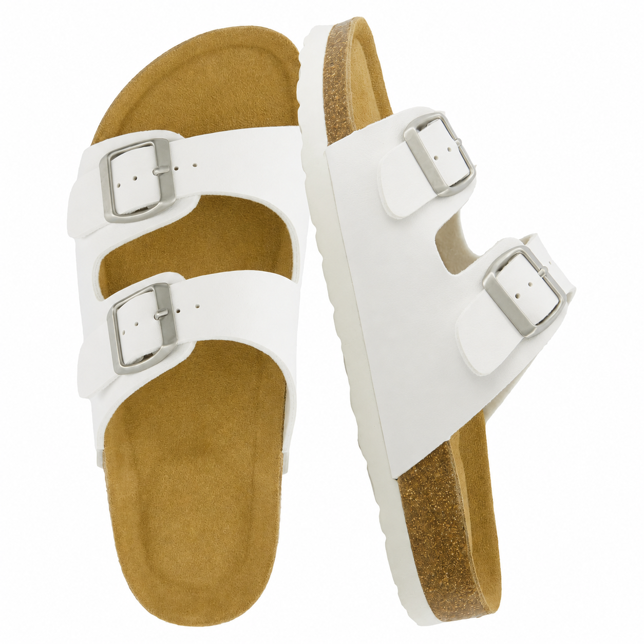 Footbed Arch Support Double Buckle Slip On Sandals For Women