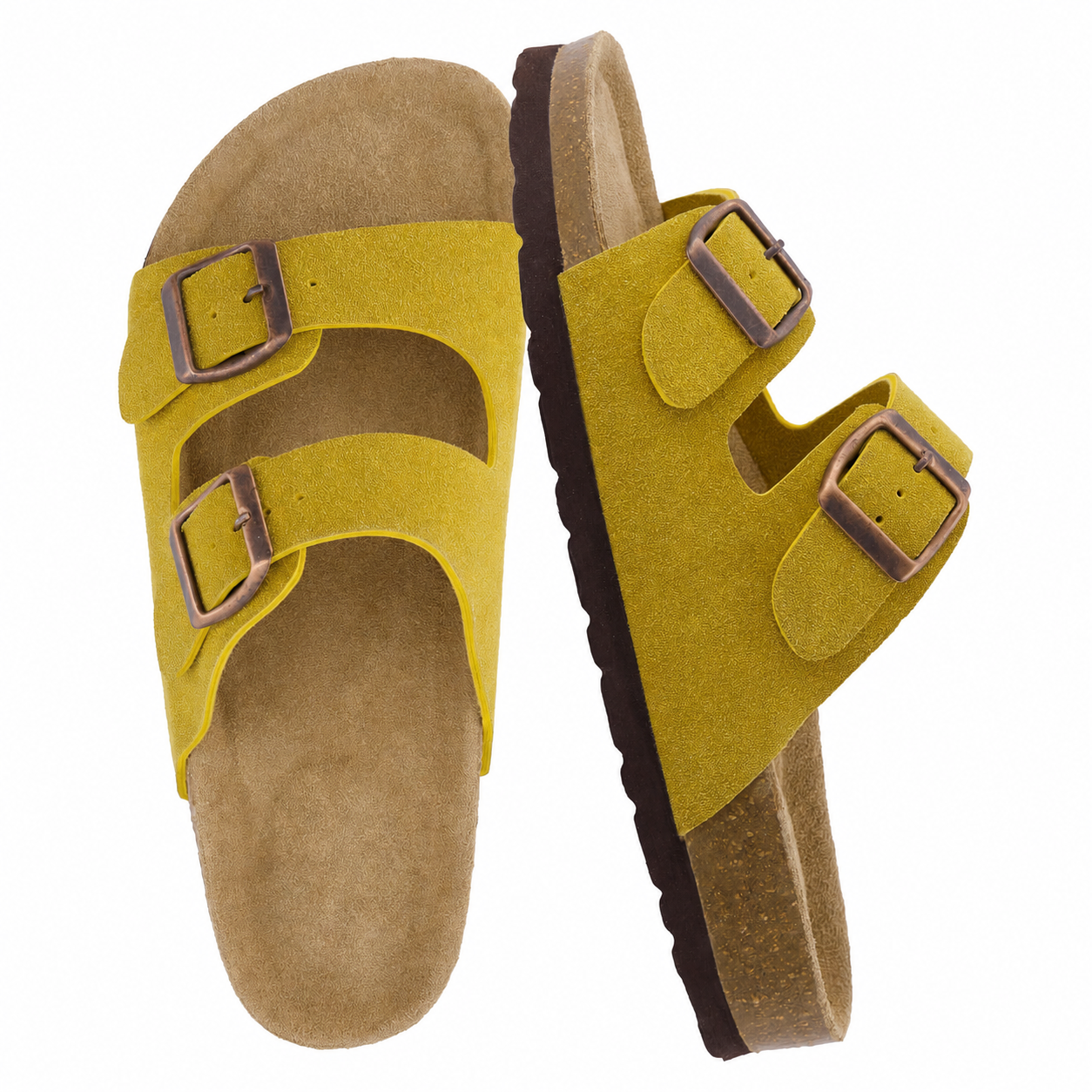 Footbed Arch Support Double Buckle Slip On Sandals For Women