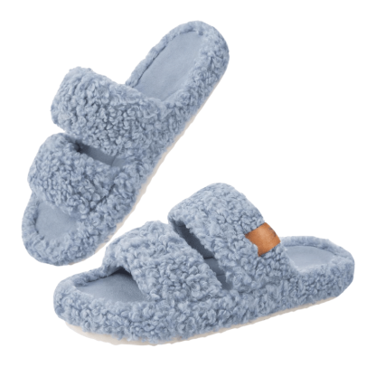 Classic Fuzzy Open Slippers – Cozy Comfort for Everyday Wear - Cloud Cushion Slides