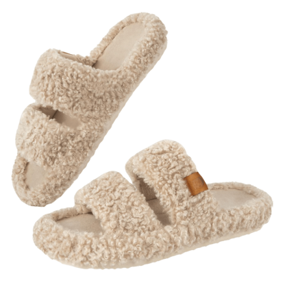 Classic Fuzzy Open Slippers – Cozy Comfort for Everyday Wear - Cloud Cushion Slides